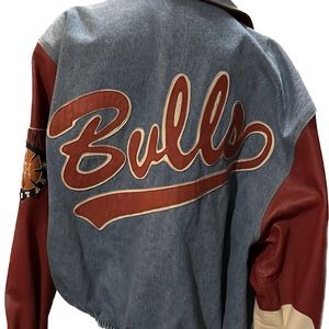 Rare Jeff Hamilton Chicago Bulls Denim & Leather Jacket 90’s